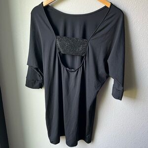 Carmen Marc Valvo Elegant Black Swimsuit Coverup Back Cutout